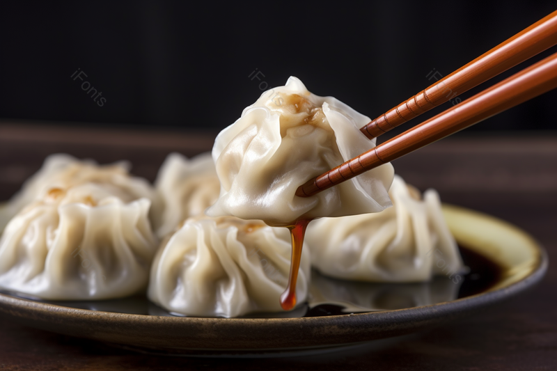 筷子夹起美味的饺子蘸醋,高清,摄影图,摄影图片,图片大全,摄影图免费下载